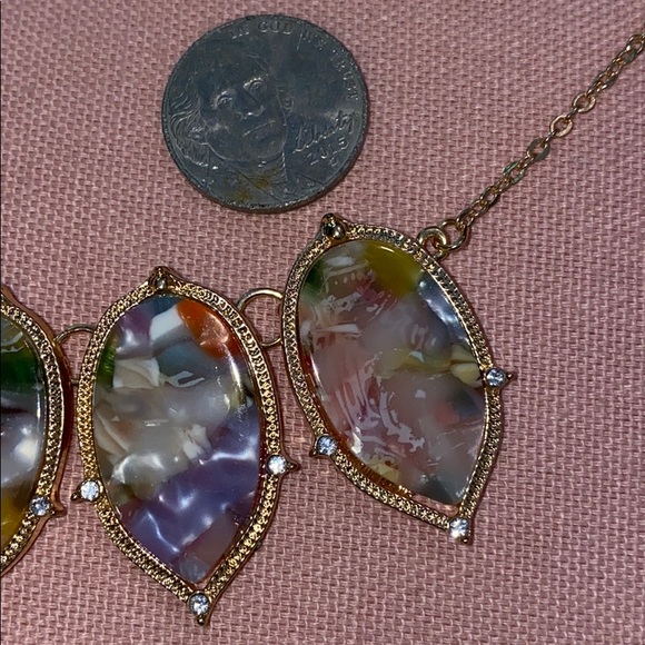 Multi-Colored Chunky Necklace with Gold Hardware - Picture 2 of 4